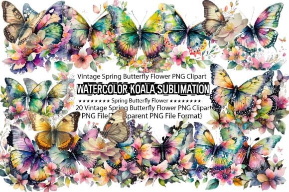 Download Vintage Spring Butterfly Flower Sublimat - Premium Resources