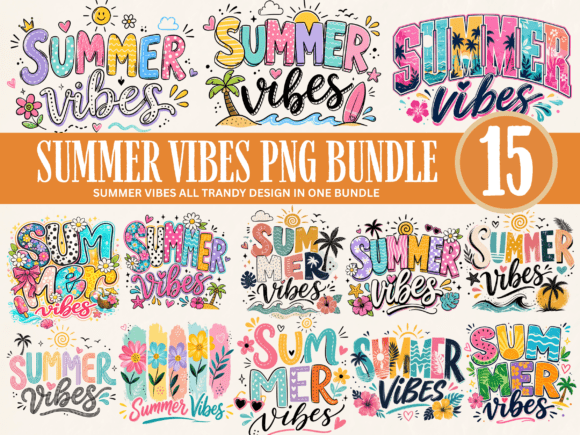 Download Summer Vibes PNG Bundle – Trendy Retro S - Premium Resources