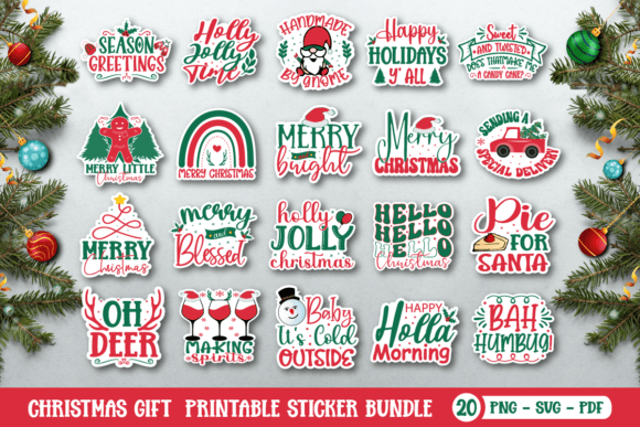 Download Christmas Gift  Printable Sticker Bundle - Gift Collection