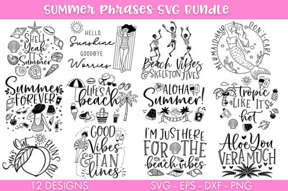 Download Summer Phrases SVG Bundle PNG Cut File - Premium Resources